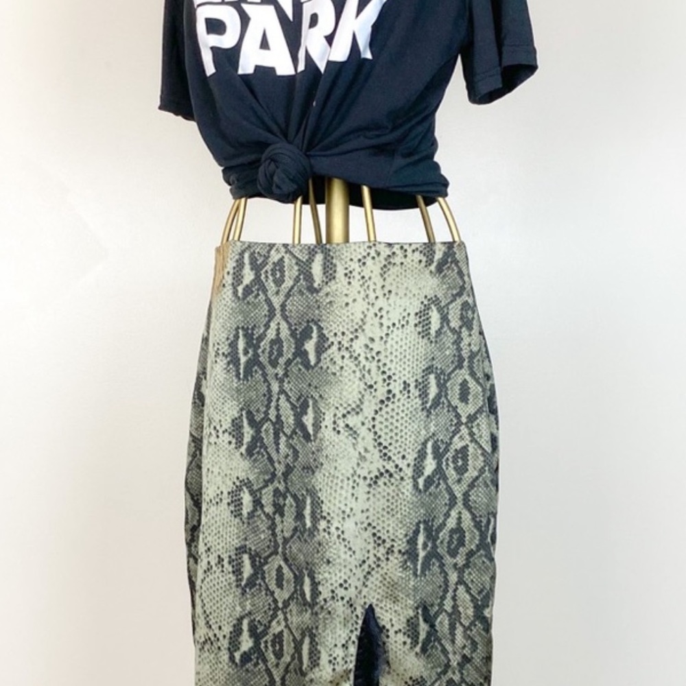 SEN snake print with lace detail slip skirt